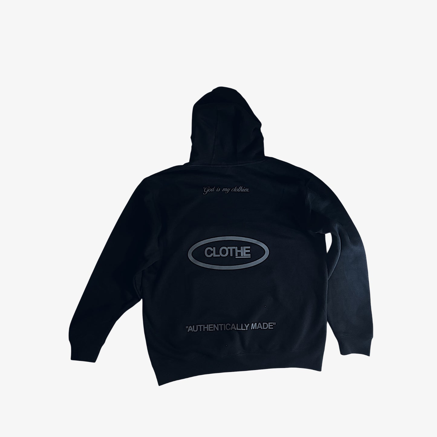 The "God is my clothier." All Black Reflective Hoodie