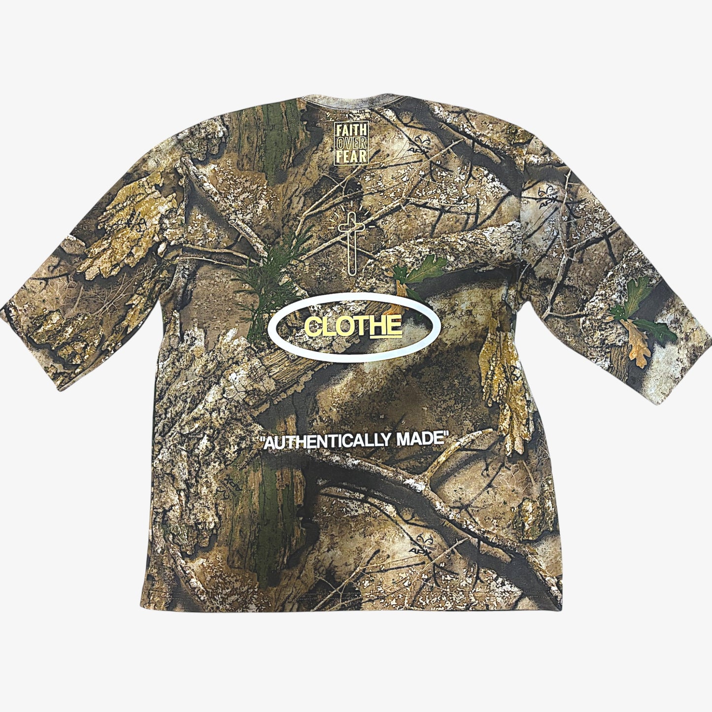 CLOTHE_ The "By Faith" Camo 3/4 sleeve T-shirt