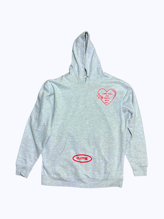 Love You... Love Starts With You...Grey Heart Hoodie