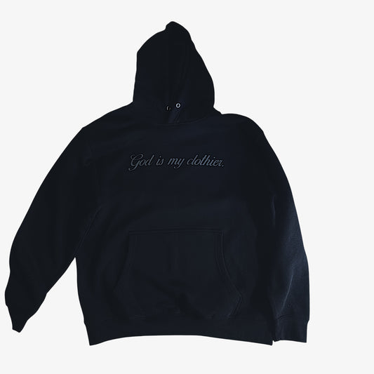 The "God is my clothier." All Black Reflective Hoodie