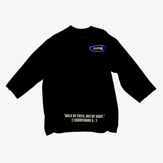 CLOTHE_ The "By Faith" Black 3/4 sleeve T-shirt