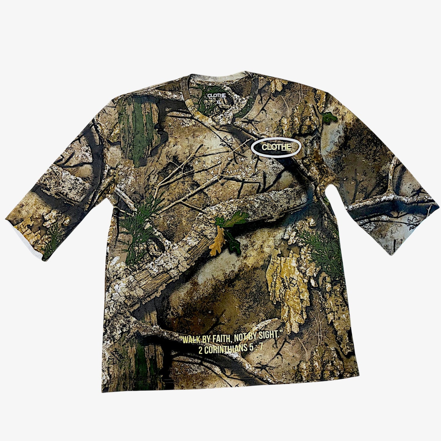 CLOTHE_ The "By Faith" Camo 3/4 sleeve T-shirt