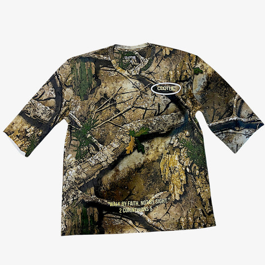 CLOTHE_ The "By Faith" Camo 3/4 sleeve T-shirt