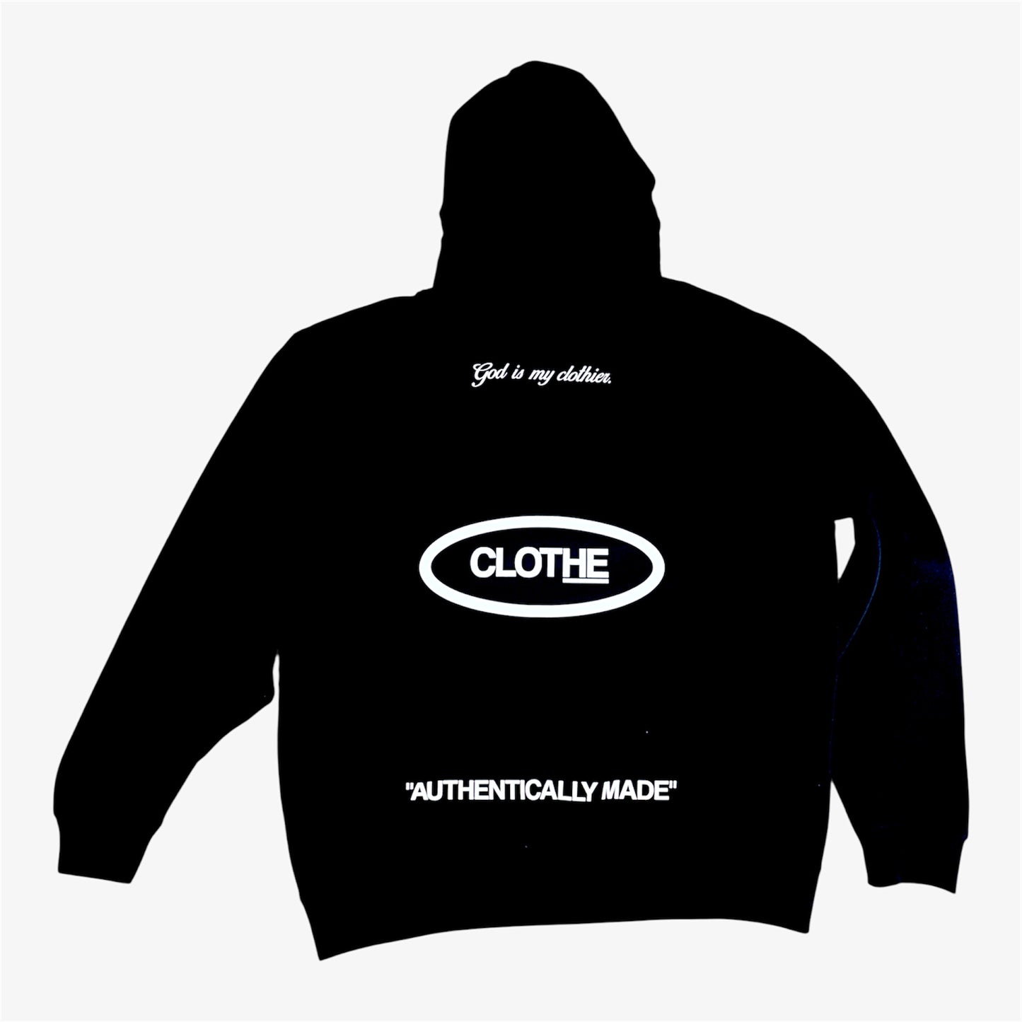The "God is my clothier." Black/ White Reflective Hoodie